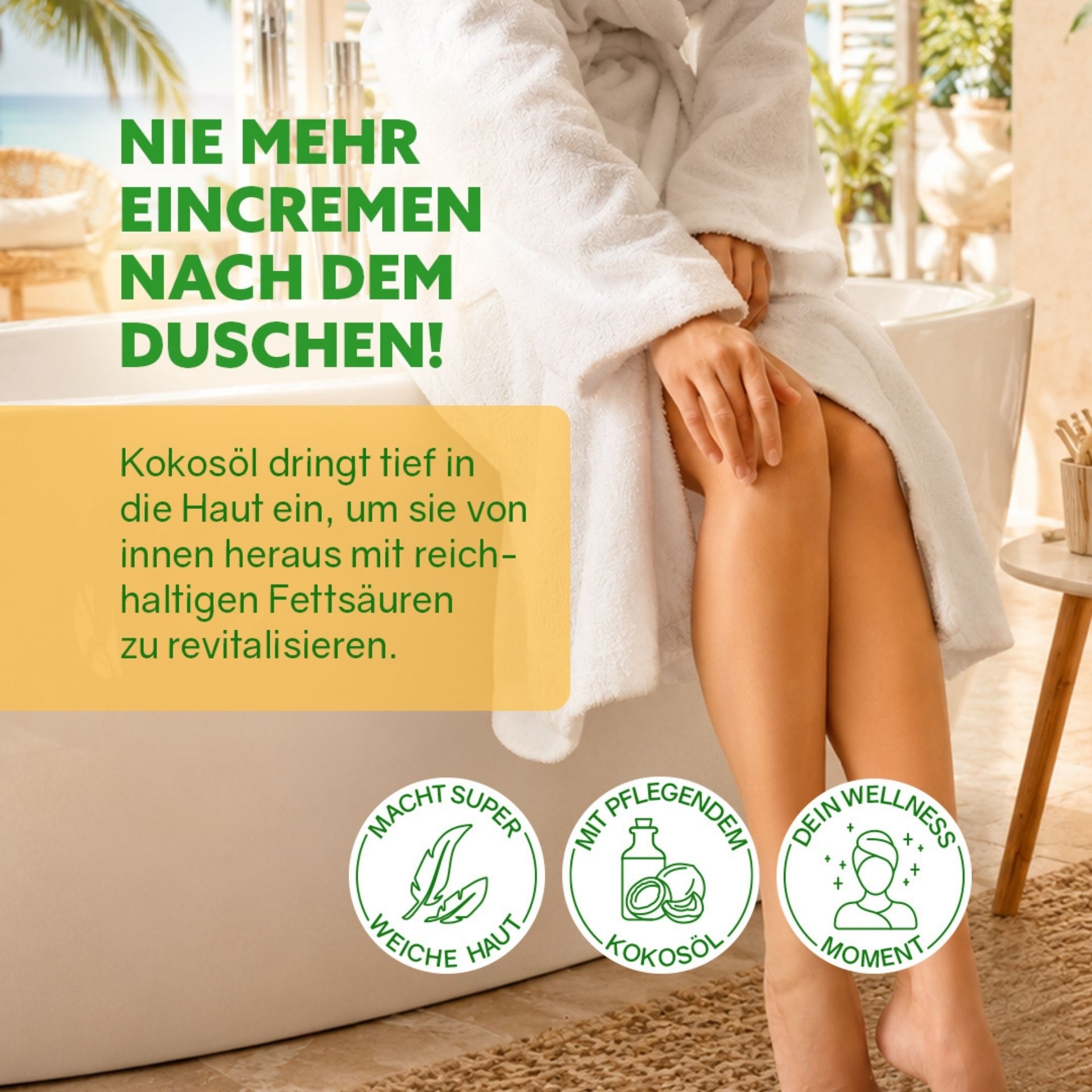 3in1 Dusch-Fluff Brasilien mit pflegenden Inhaltsstoffen macht Eincremen nach dem Duschen ueberfluessig