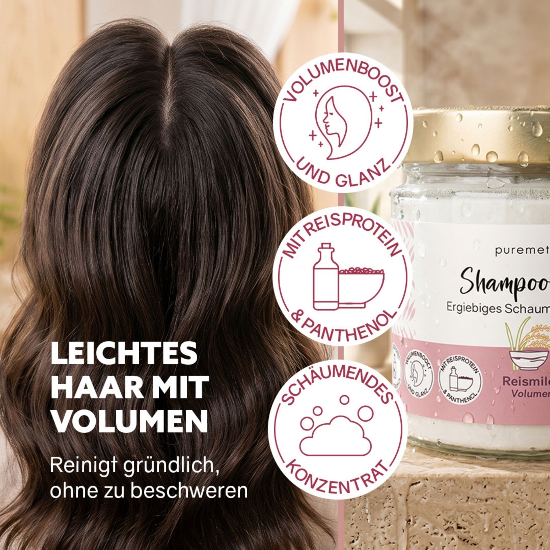 Volumen Shampoo-Fluff fuer leichtes Haar mit mehr Fuelle und Glanz