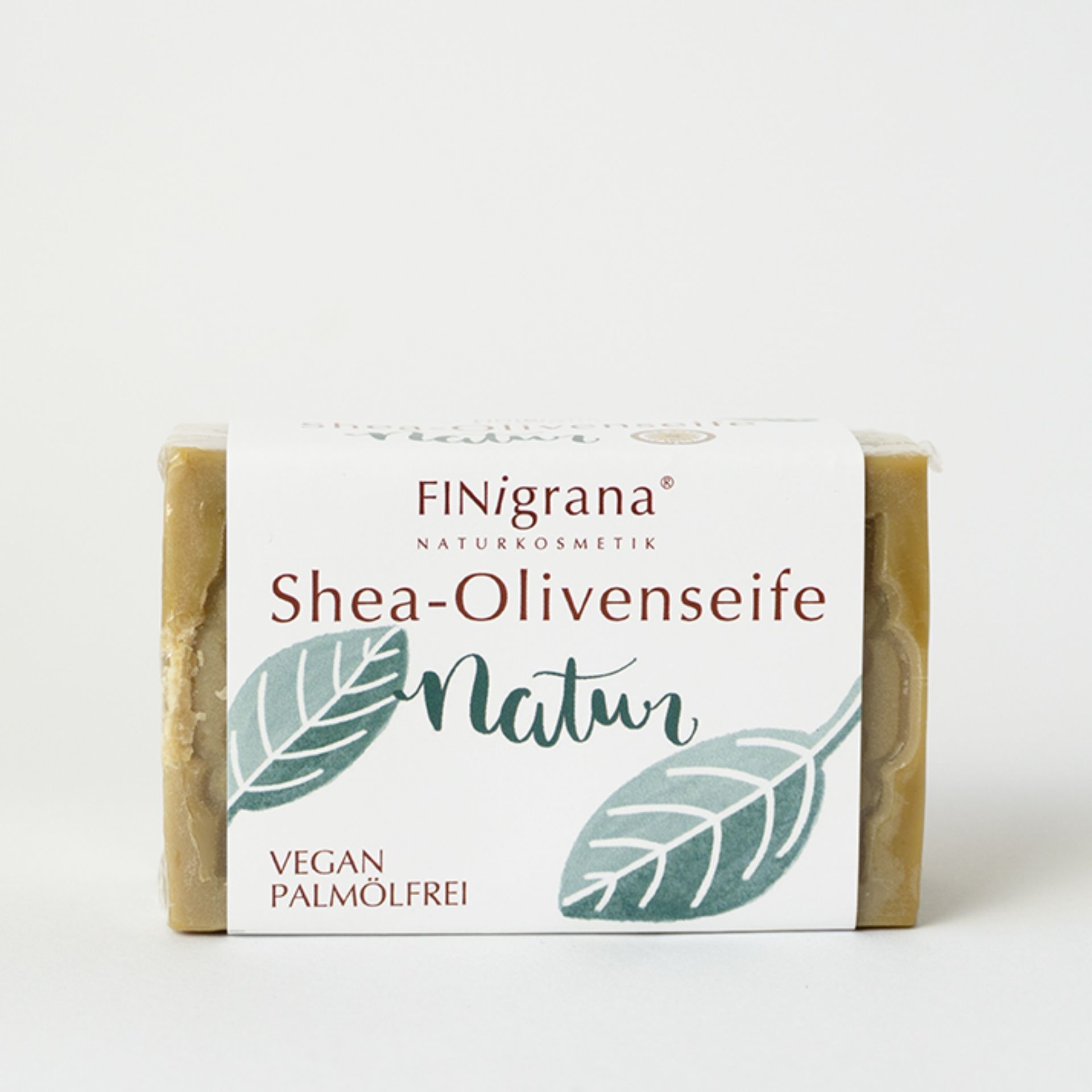 Olivenseife Natur mit Bio-Sheabutter 100g_ palmoelfrei und vegan_ naturbelassene feste Seife mit schlichtem Papierband
