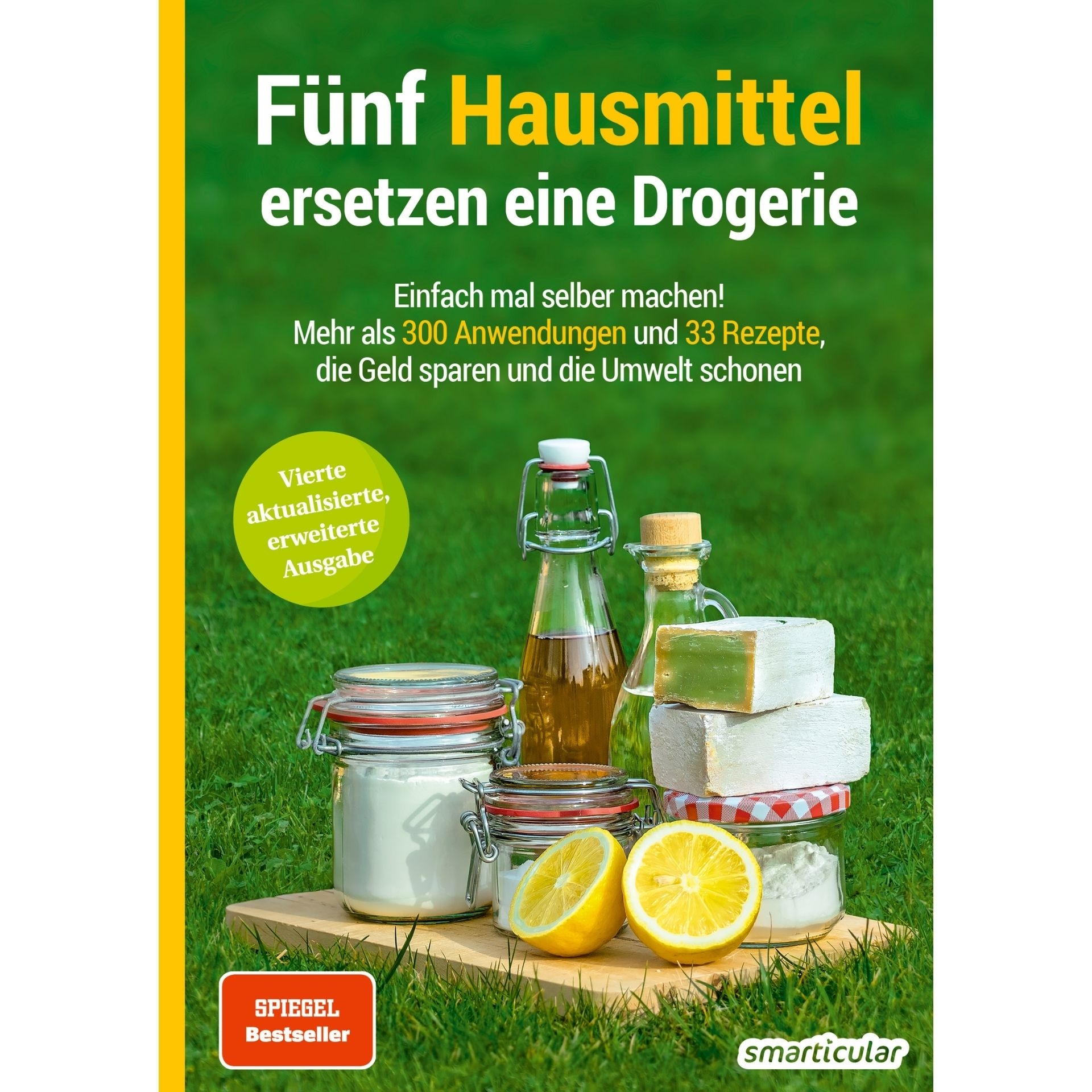 Fuenf Hausmittel ersetzen eine Drogerie von smarticular mit Natron_ Soda_ Essig_ Zitronensaeure und Kernseife
