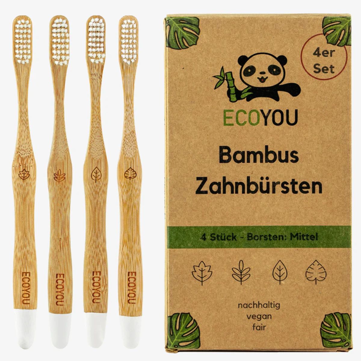 Zahnbürste Bambus 4er Set