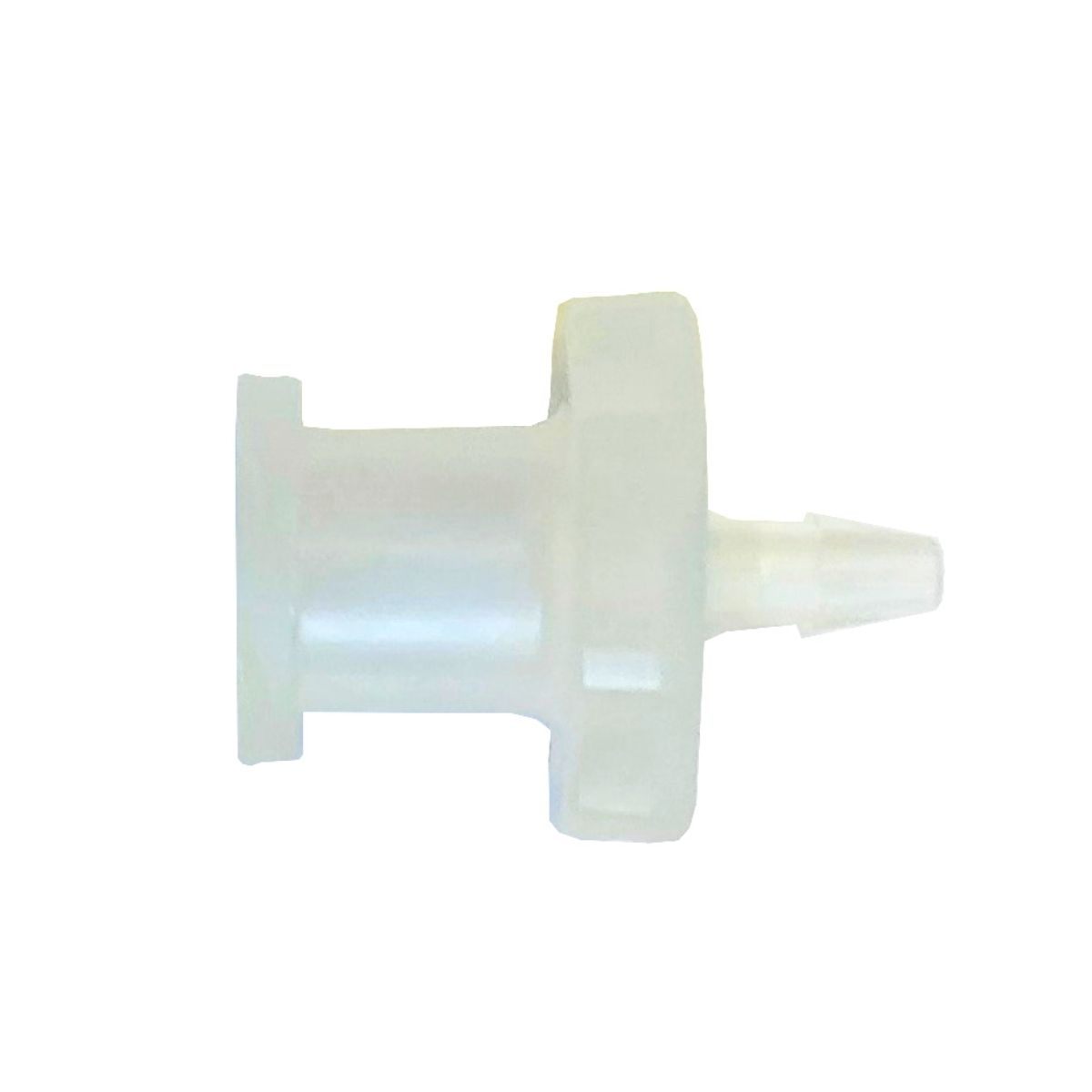 Weisser Luer-Konnektor weiblich_ Kunststoff_ zylindrische Form mit kleinem Auslass