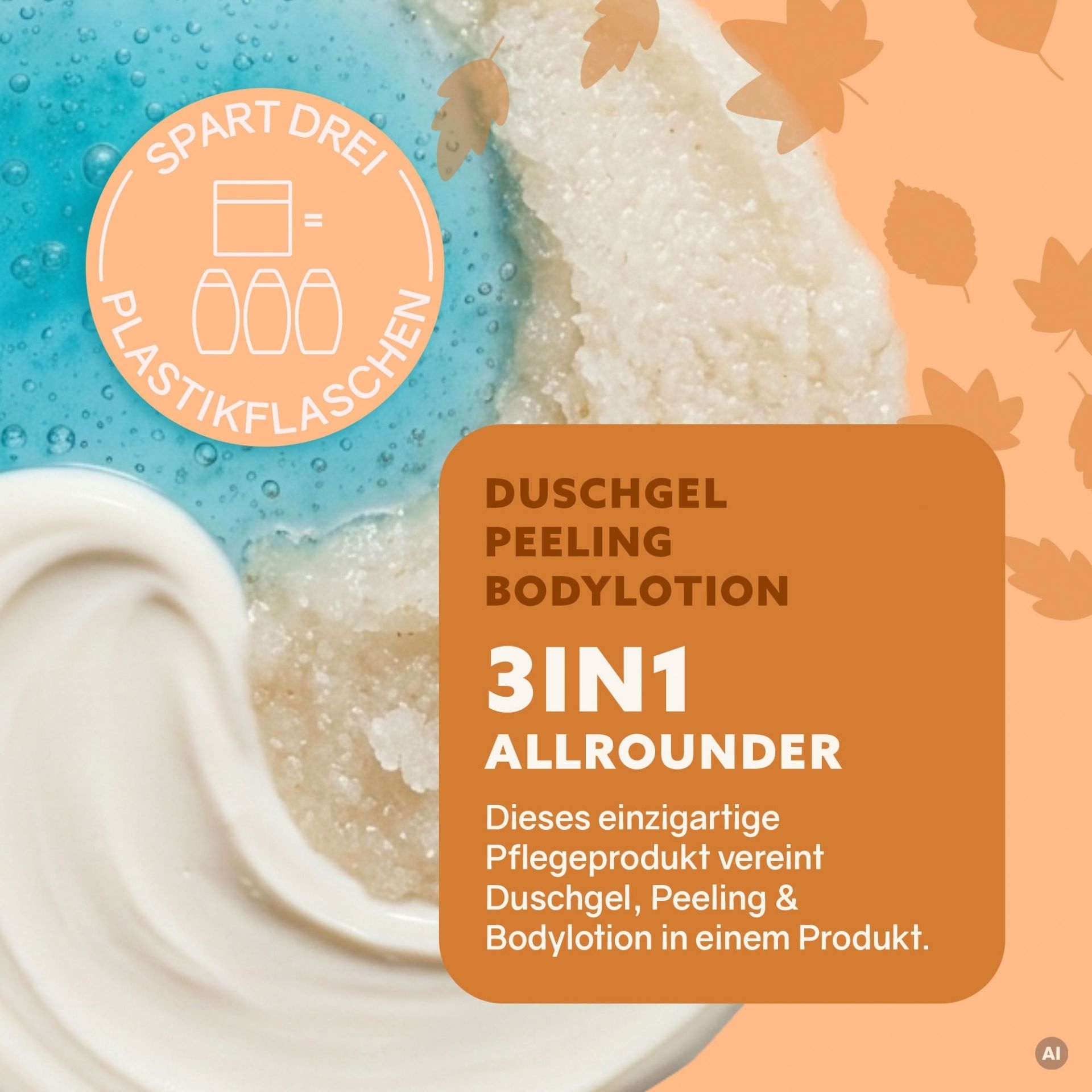 3in1 Dusch-Fluff Balance als Duschgel_ Peeling und Bodylotion mit cremiger und koerniger Textur