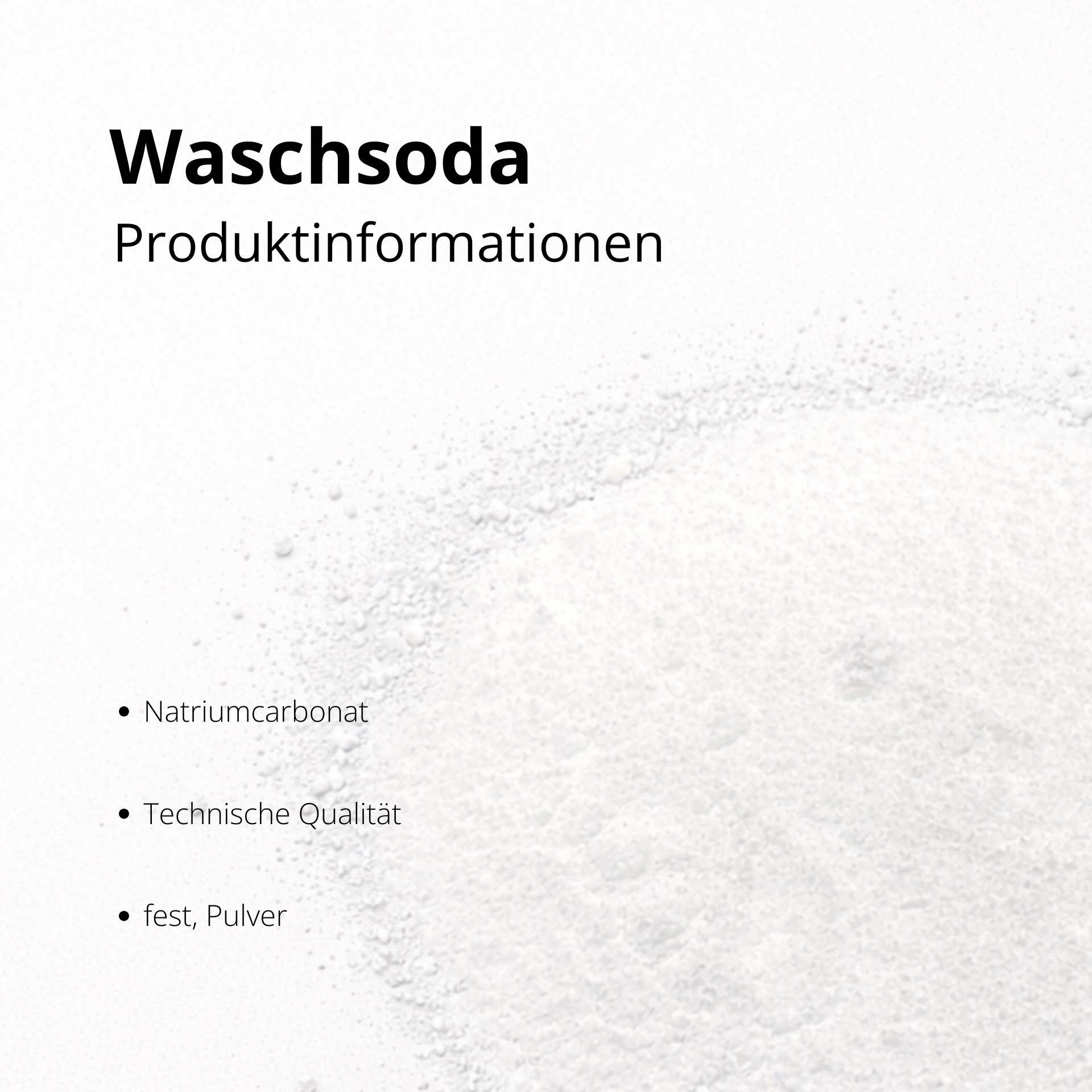 Waschsoda Produktinformationen mit Natriumcarbonat_ technischer Qualitaet und Pulverform