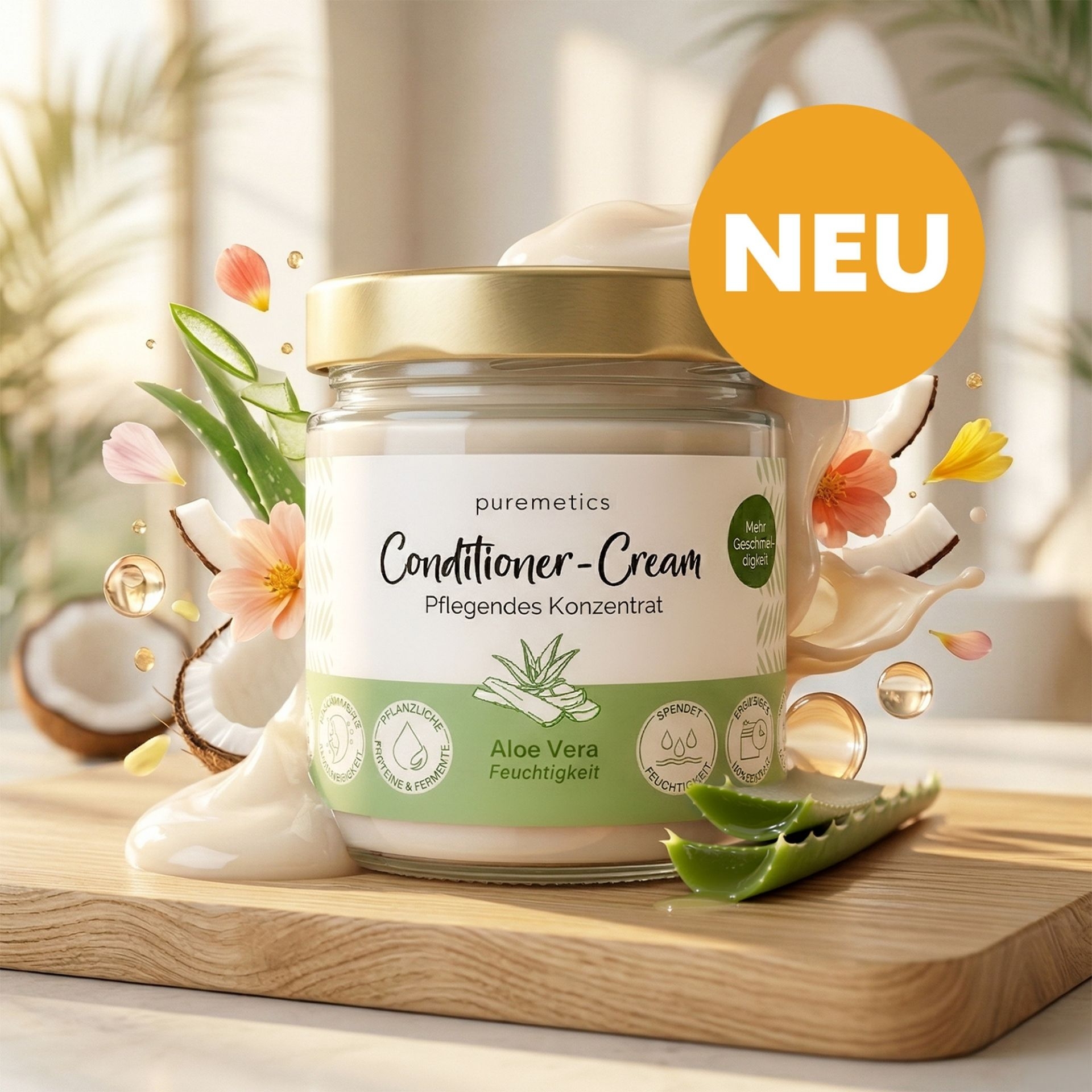 Puremetics Conditioner-Cream Aloe Vera Feuchtigkeit im Glas mit Aloe Vera und cremiger Textur
