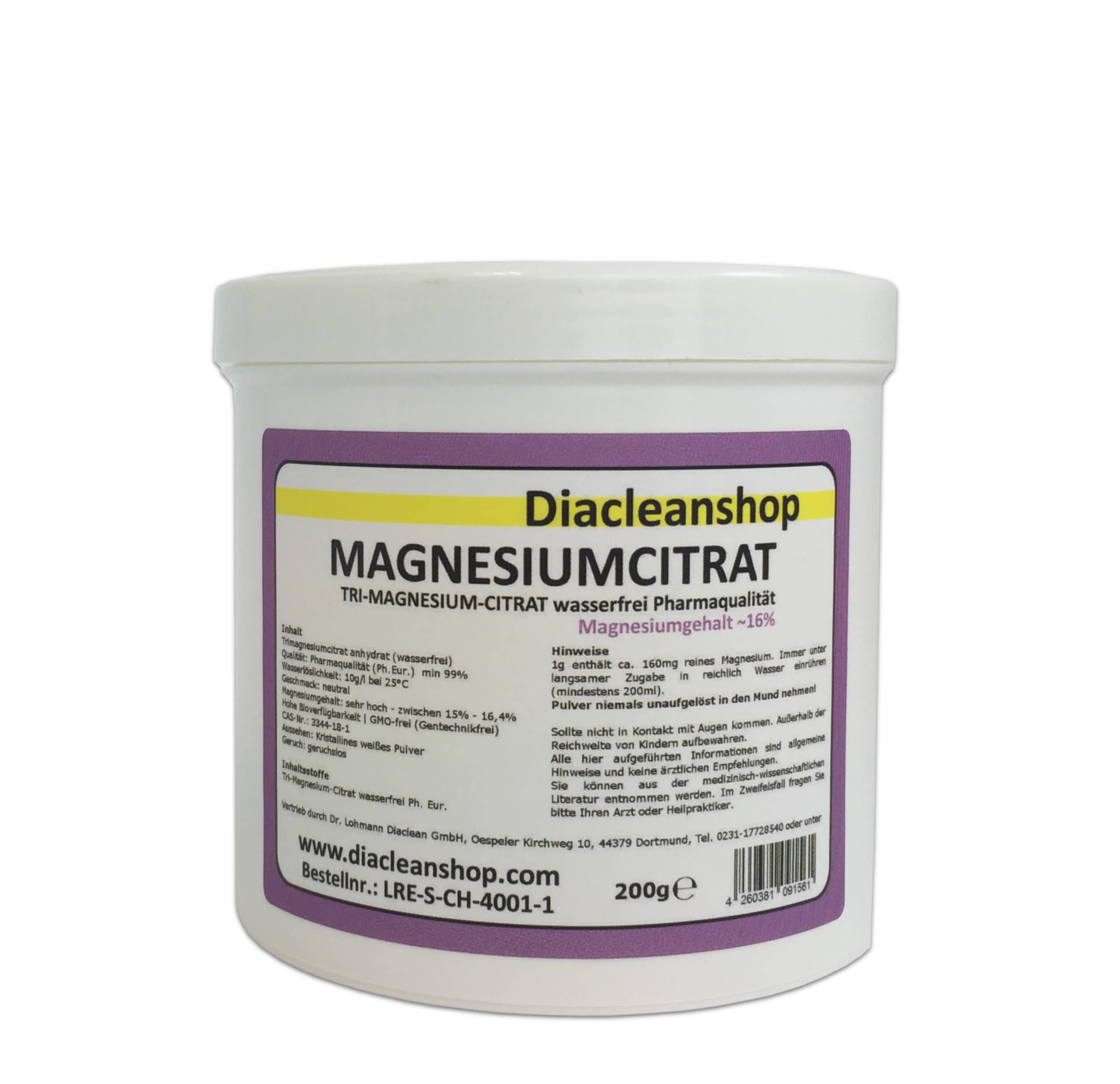 Magnesiumcitrat - Tri-Magnesium-Citrat wasserfrei Pharmaqualität 200g