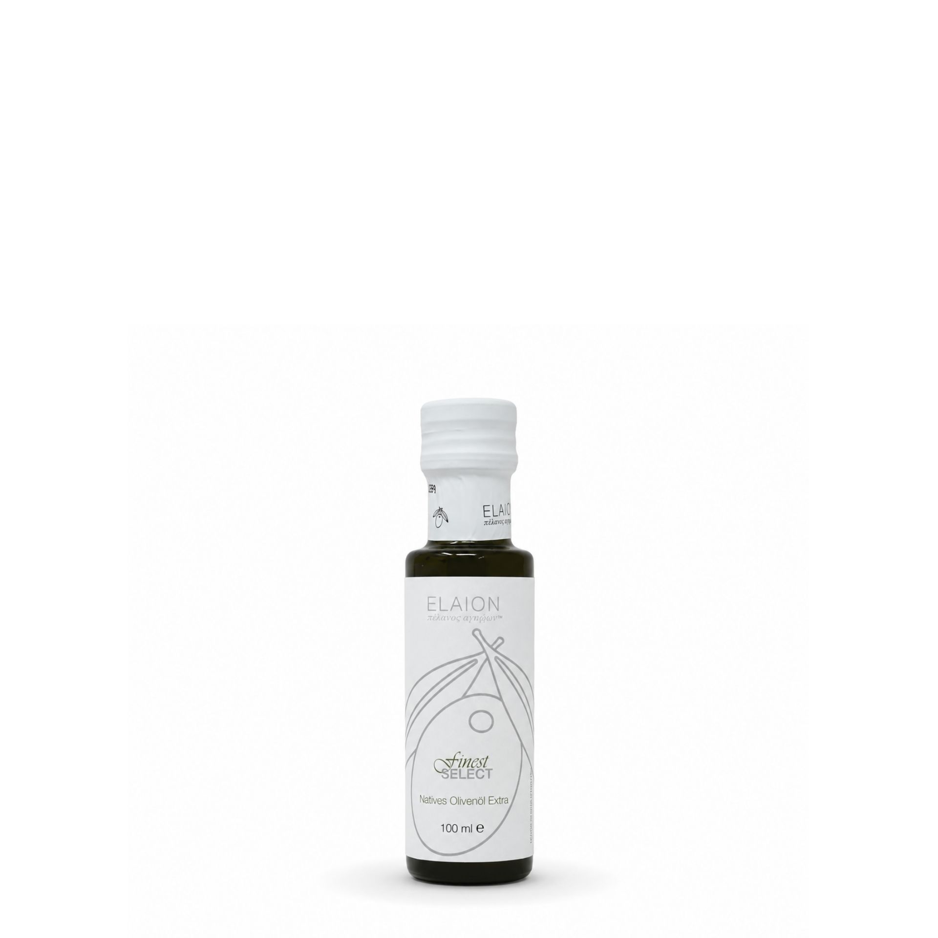 Elaion Finest Select natives Olivenoel Extra 100 ml freigestellt auf weissem Hintergrund