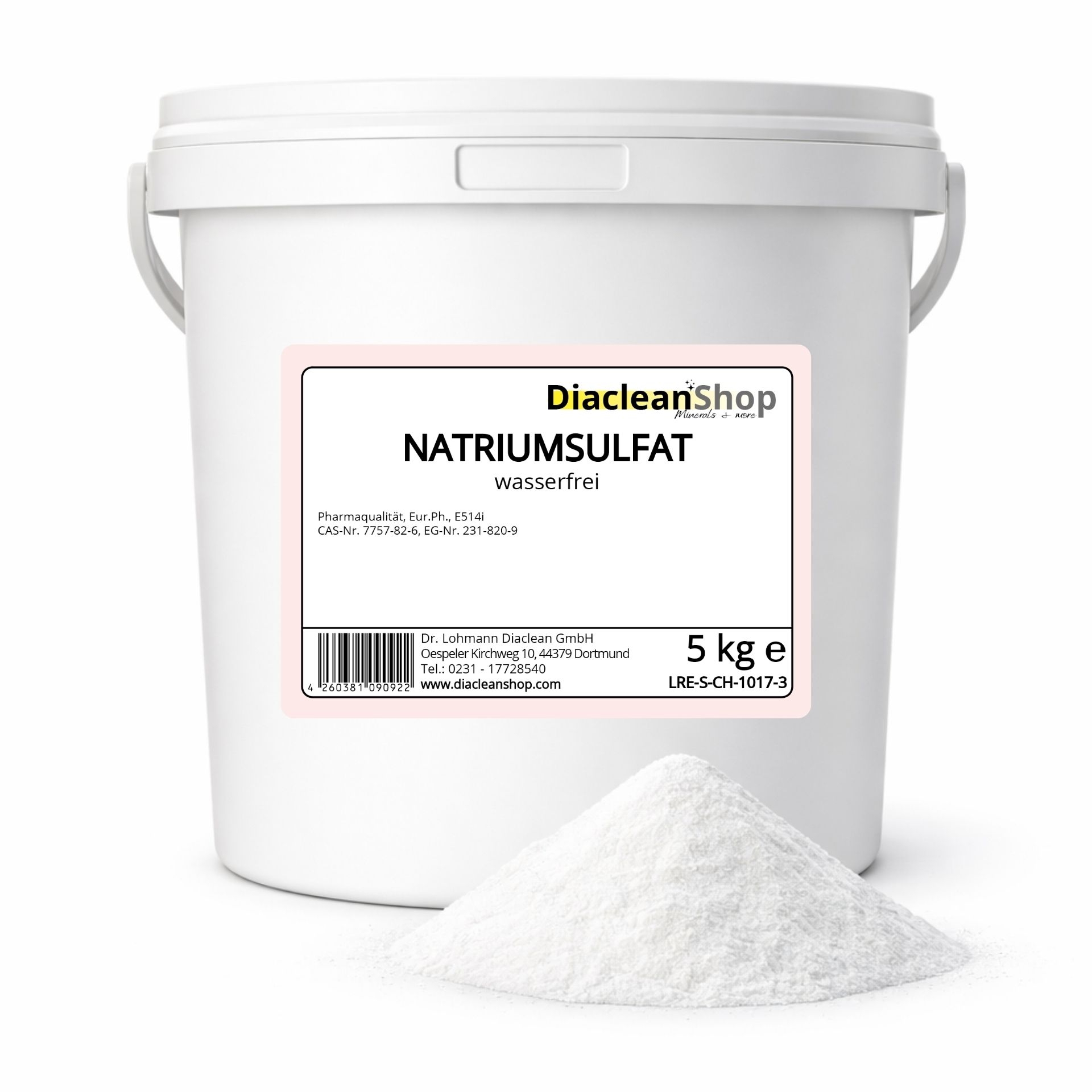 Eimer Natriumsulfat wasserfrei 5kg mit Etikett von Diacleanshop
