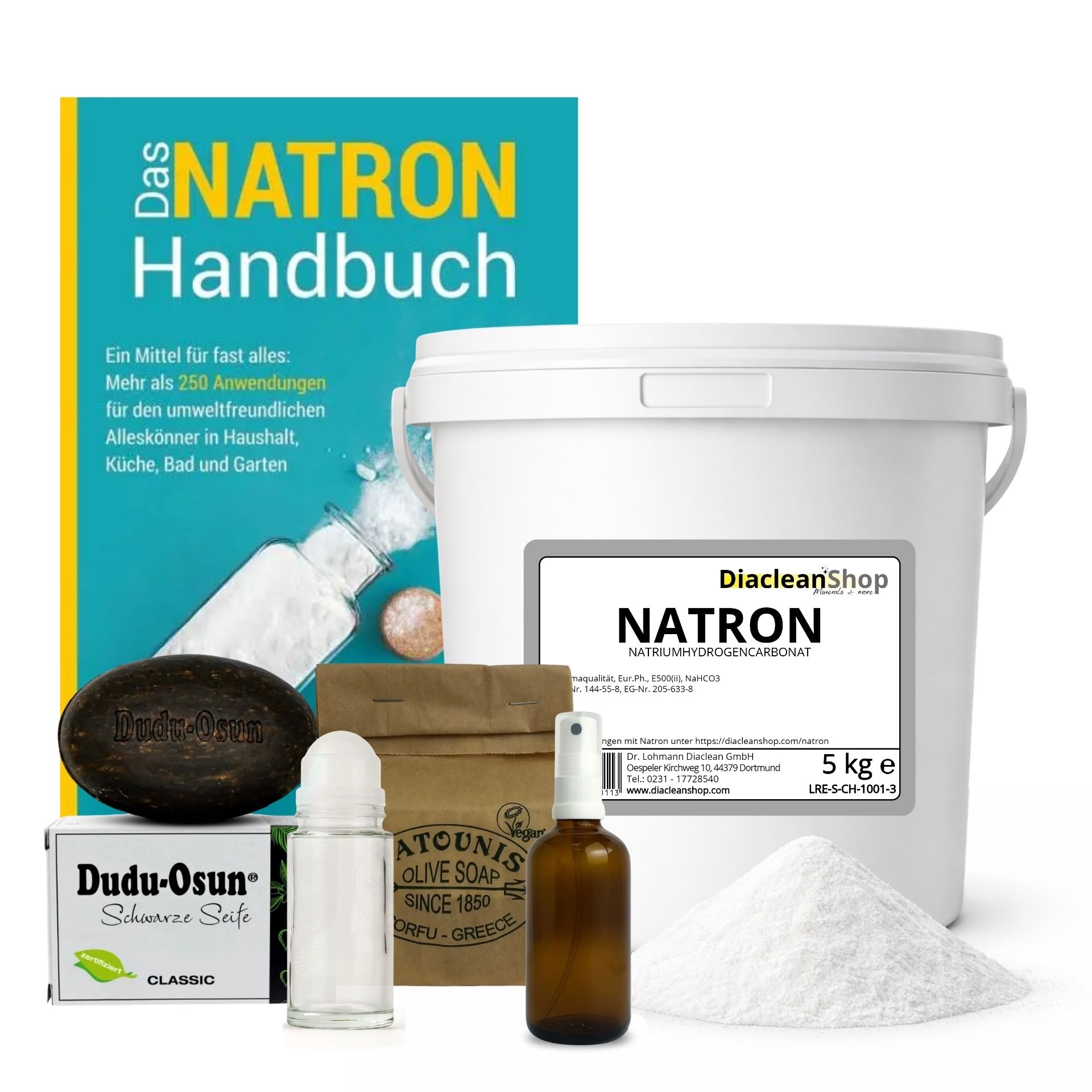 Natron DIY Starter Set mit Natron-Handbuch_ Seifen und Zubehoer zum natuerlichen Reinigen und Sparen