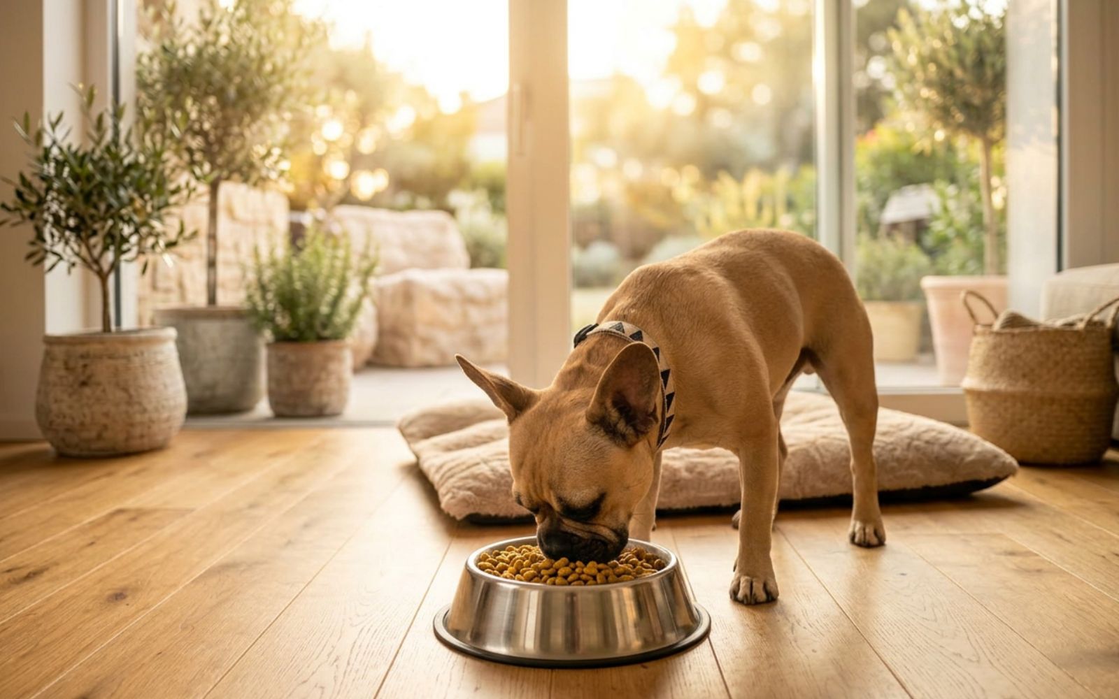 Hund in gemütlicher Wohnumgebung für die Kategorie Hundefutter
