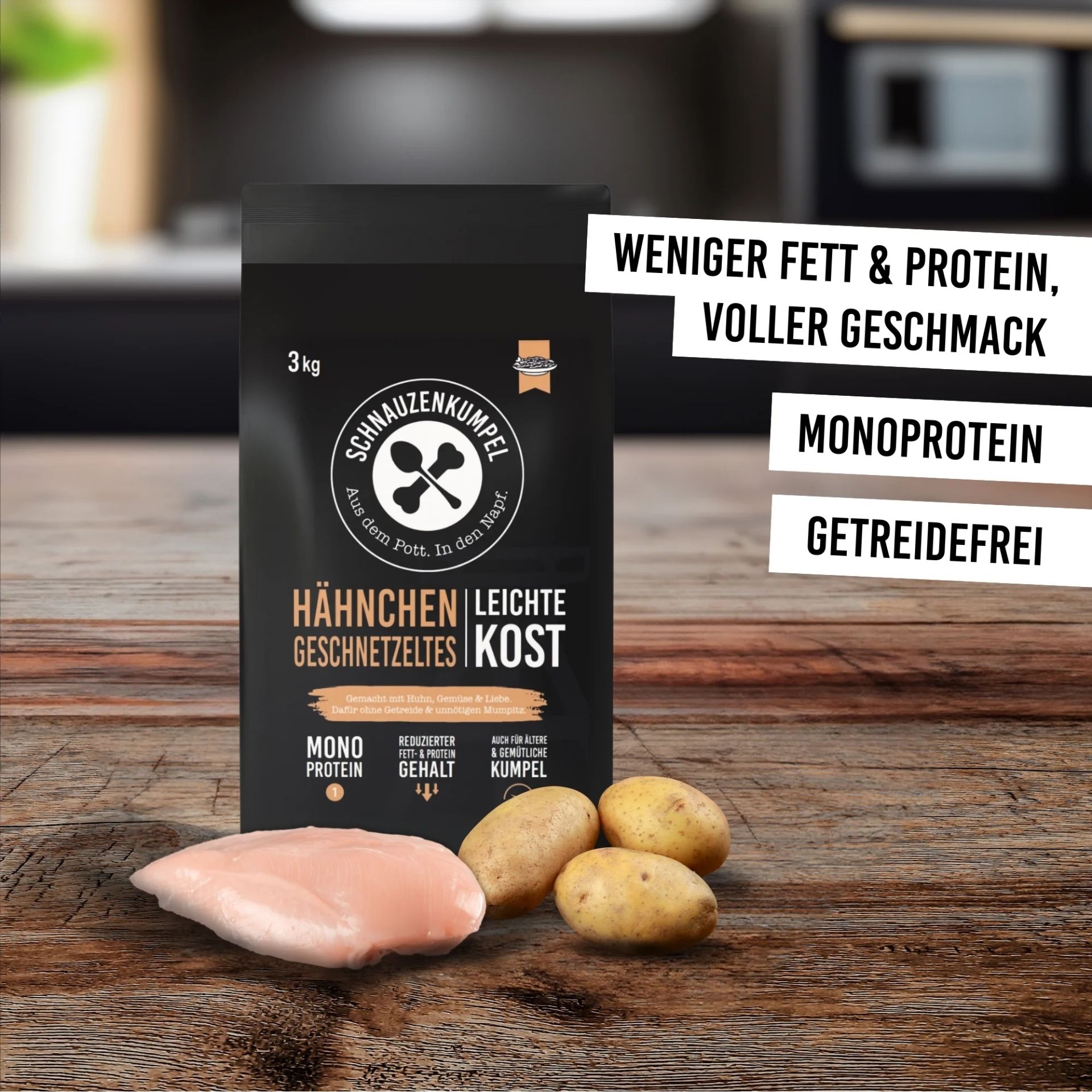 Schnauzenkumpel Haehnchengeschnetzeltes Leichte Kost 1 kg mit Haehnchenbrust und Kartoffeln als Zutaten