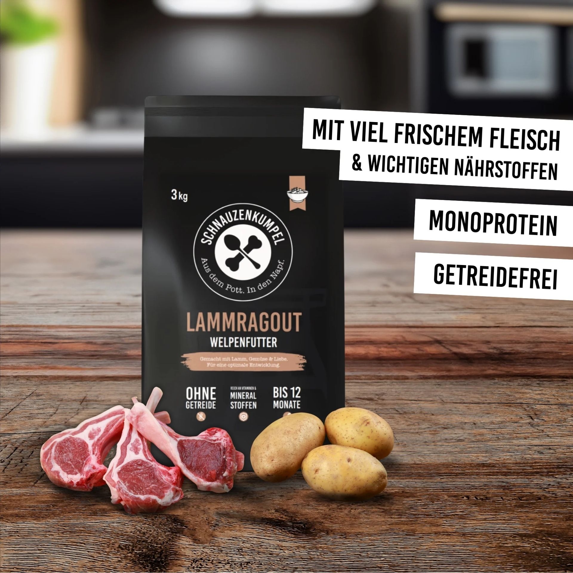 Schnauzenkumpel Lammragout Welpe 1 kg mit Lammfleisch und Kartoffeln als Zutaten