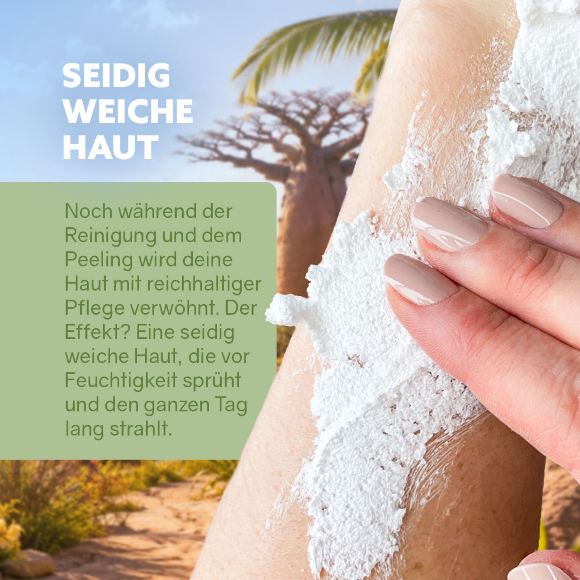 3in1 Dusch-Fluff Madagaskar pflegt die Haut bereits beim Duschen fuer ein seidig weiches Hautgefuehl