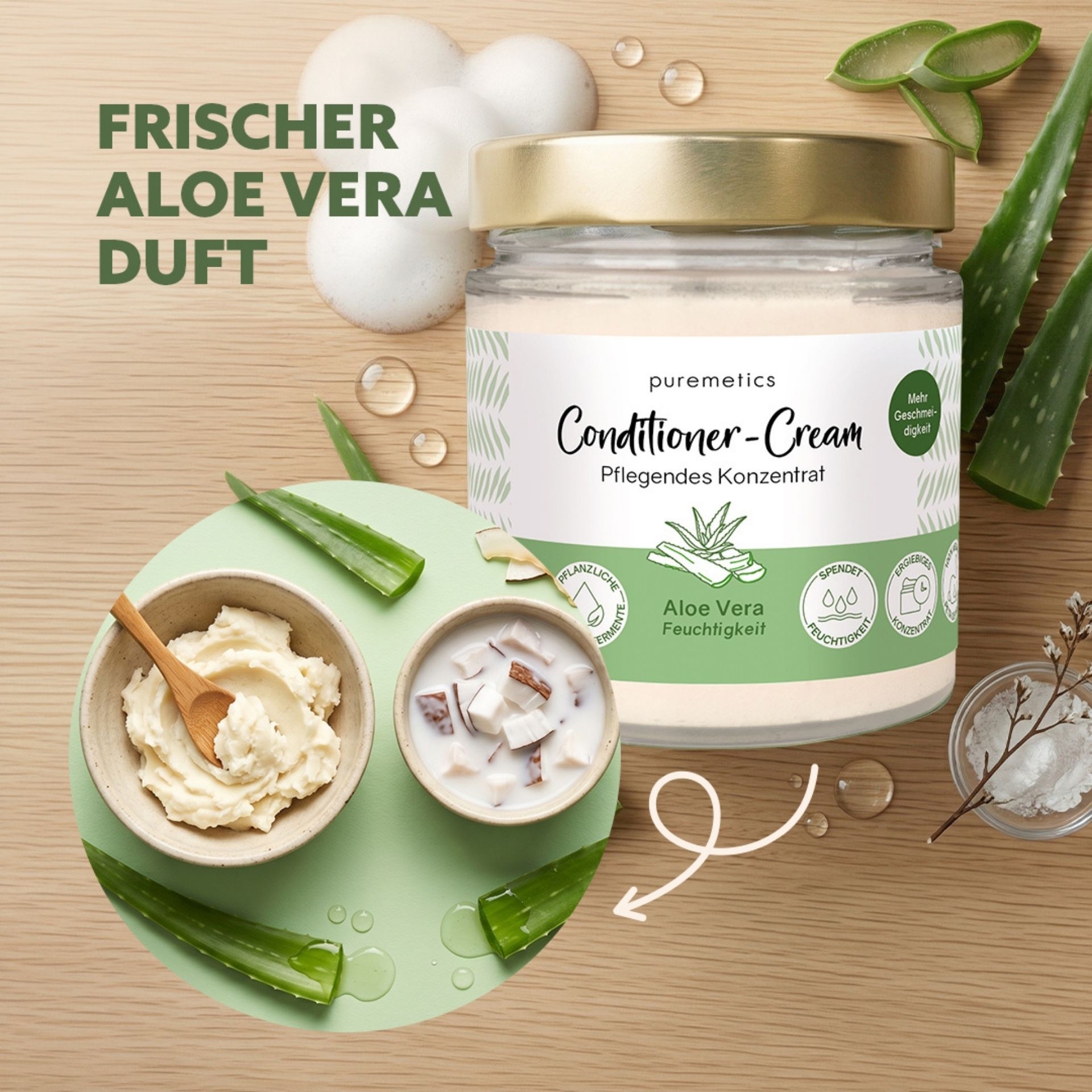 Conditioner-Cream Aloe Vera Feuchtigkeit mit frischem Aloe Vera Duft und Pflegeformel
