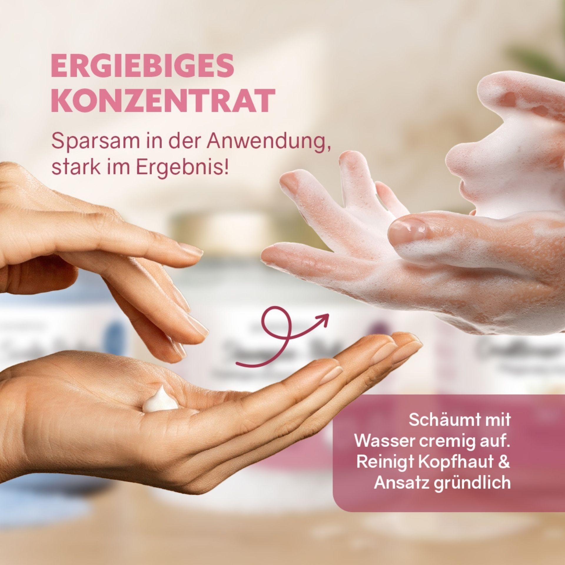 Volumen Shampoo-Fluff Konzentrat schaeumt cremig auf und reinigt gruendlich