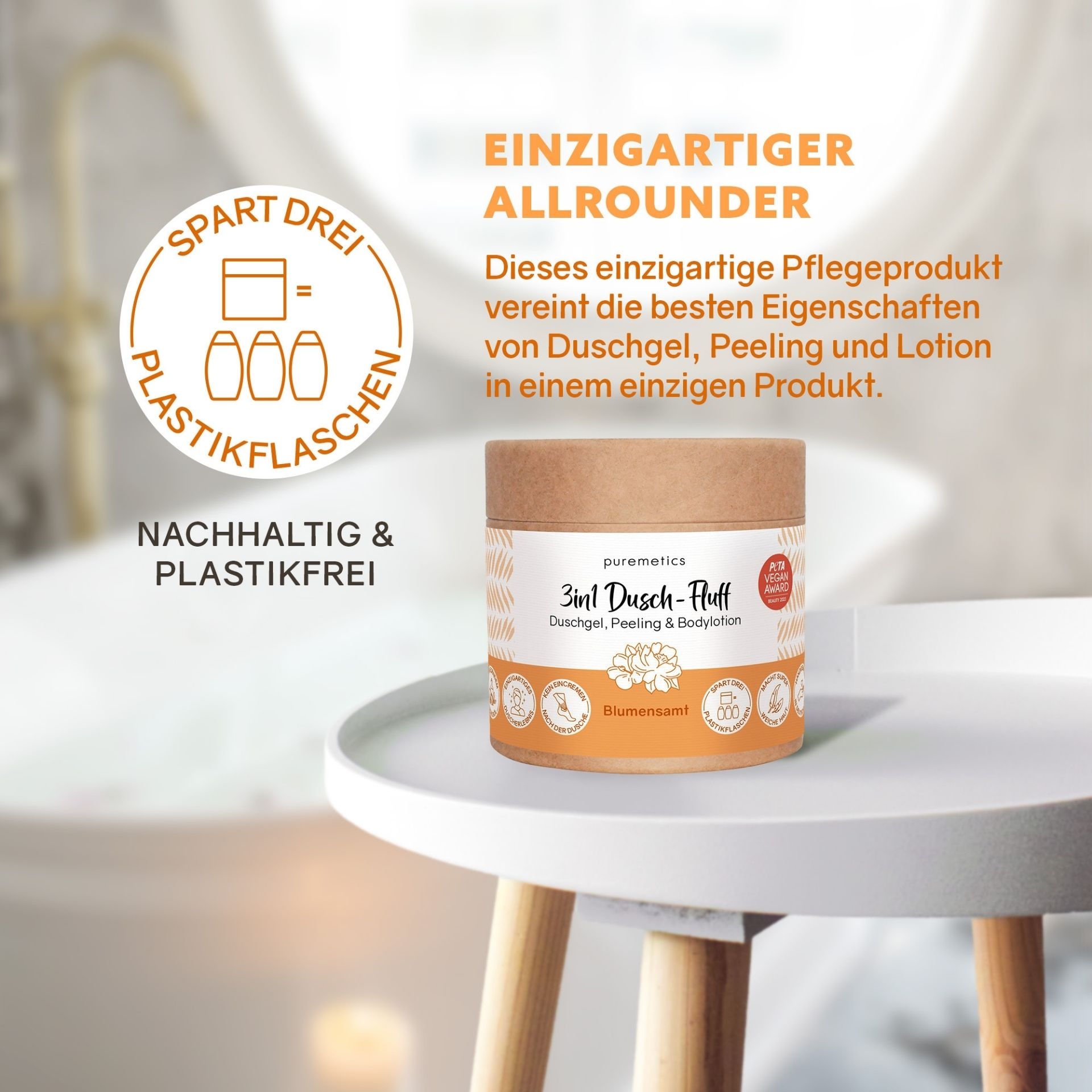 Dusch-Fluff Blumensamt als nachhaltiger Allrounder fuer Dusche_ Peeling und Pflege