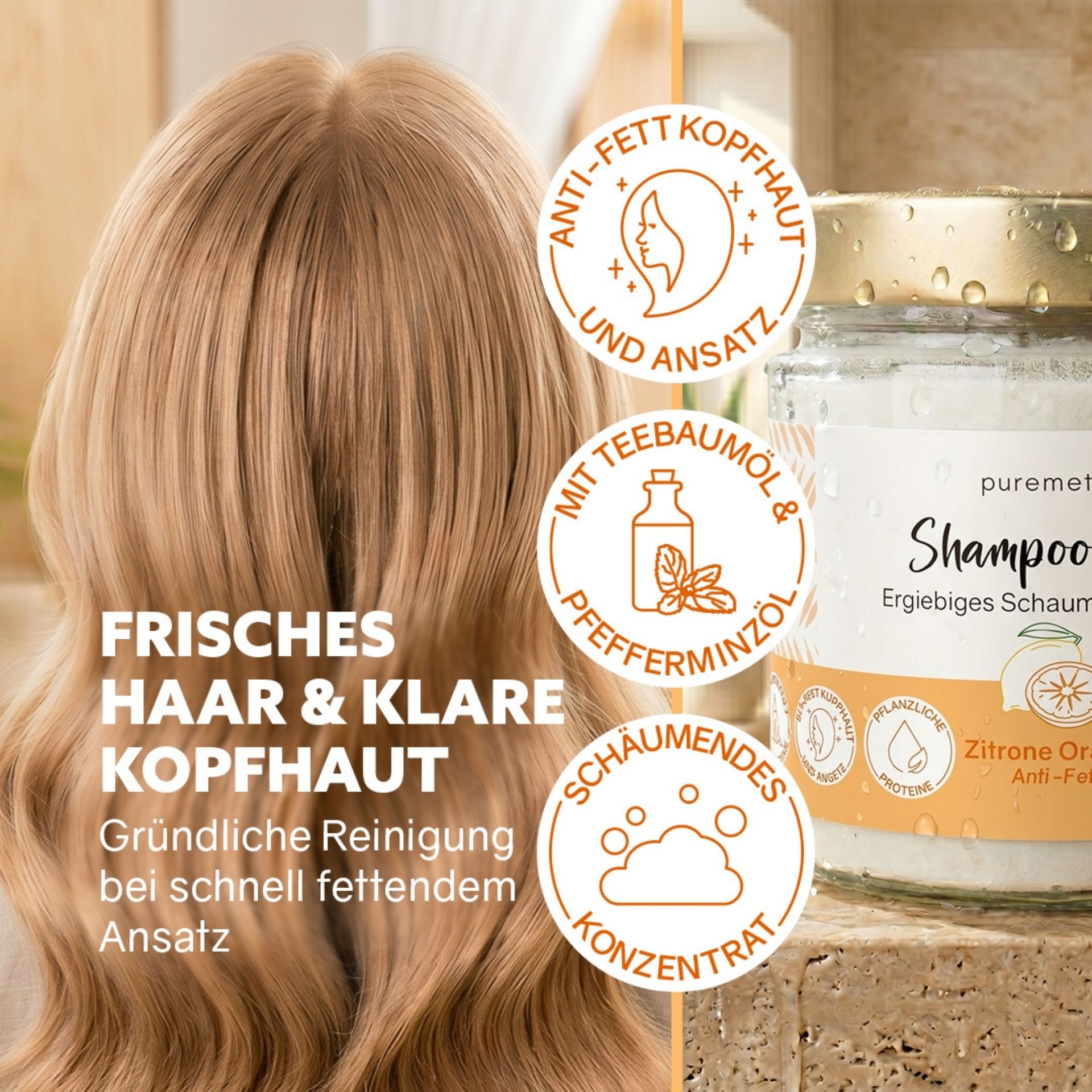 Anti-Fett Shampoo-Fluff fuer frisches Haargefuehl und gruendliche Reinigung bei fettigem Ansatz