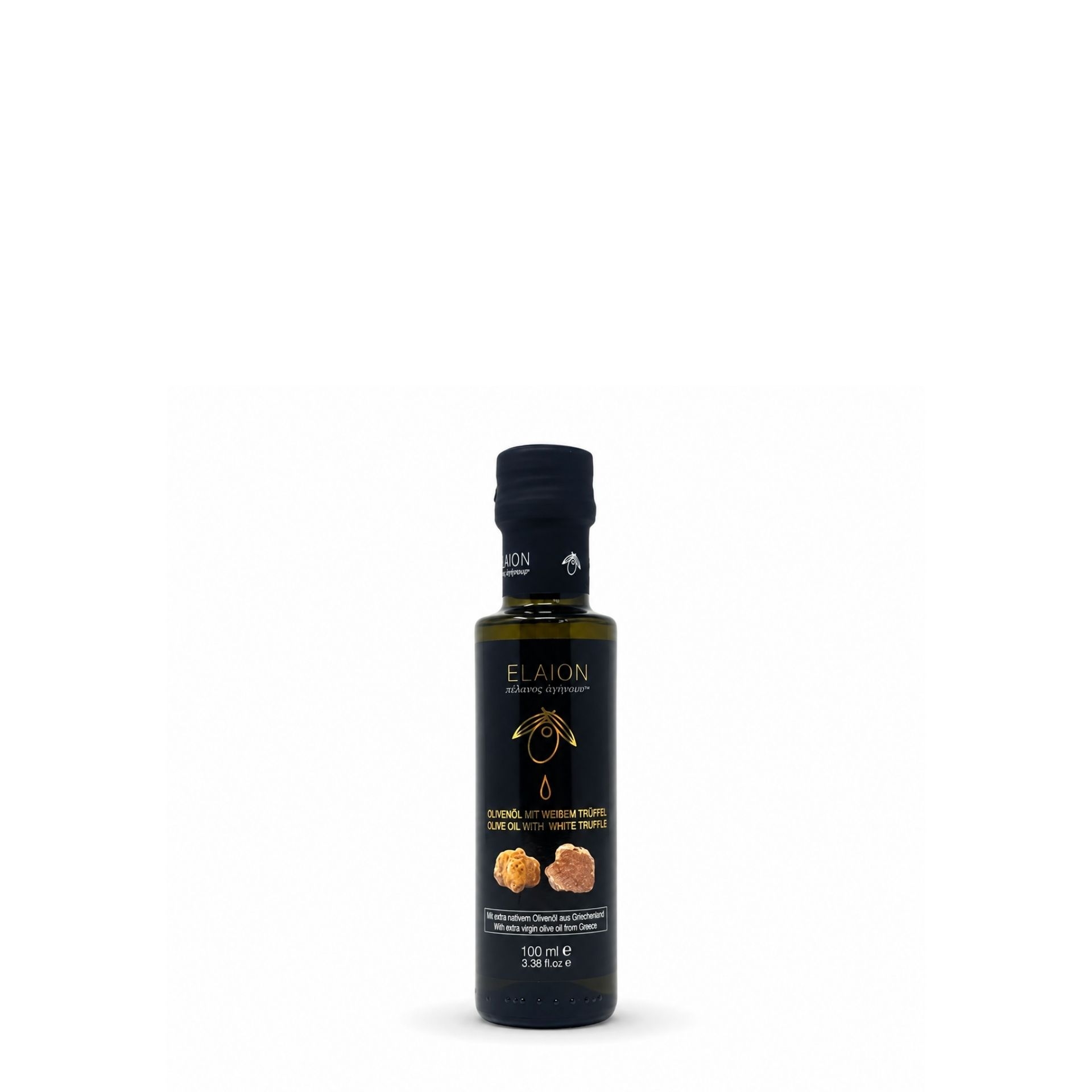 Elaion Olivenoel mit weissem Trueffel 100 ml freigestellt auf weissem Hintergrund