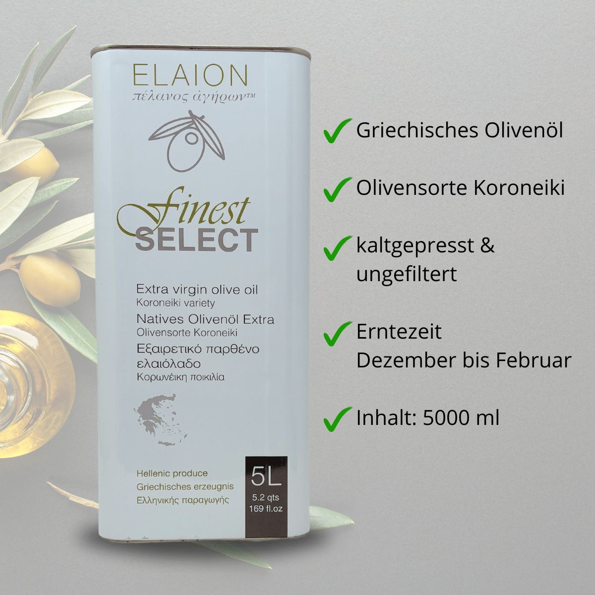 Olivenöl Elaion finest Select 5l Kanister