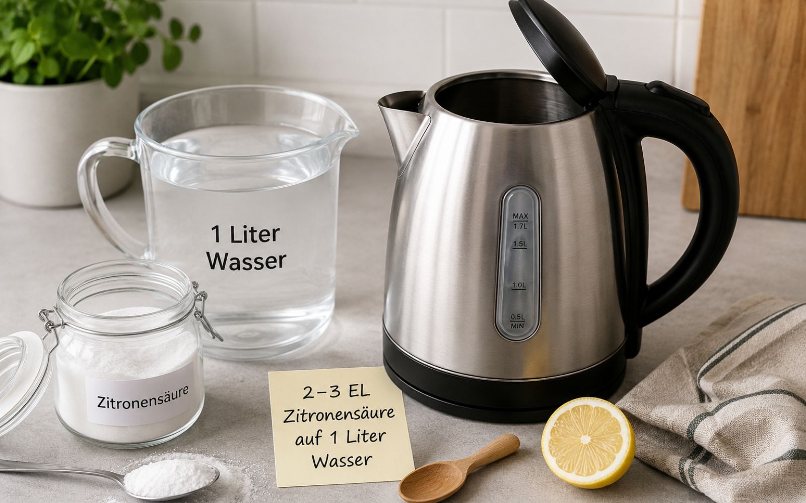 Wasserkocher mit Zitronensäure entkalken