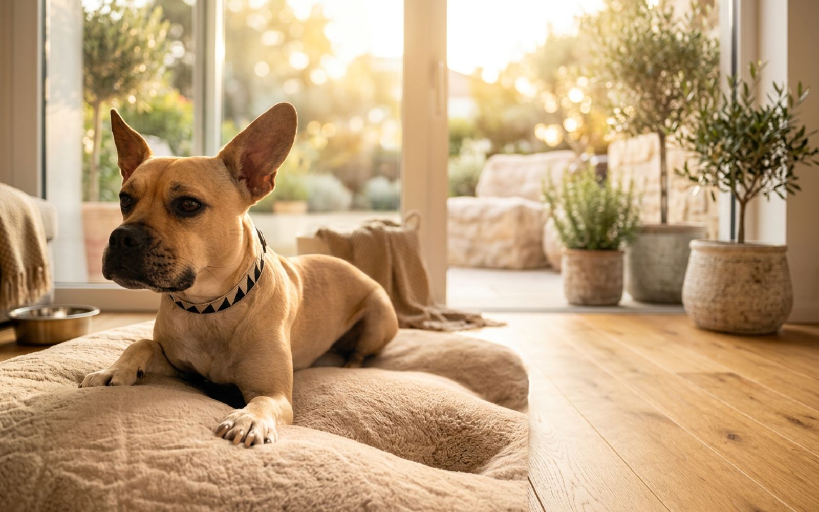 Hund in gemütlicher Wohnumgebung als Symbol für die Diacleanshop Tierwelt