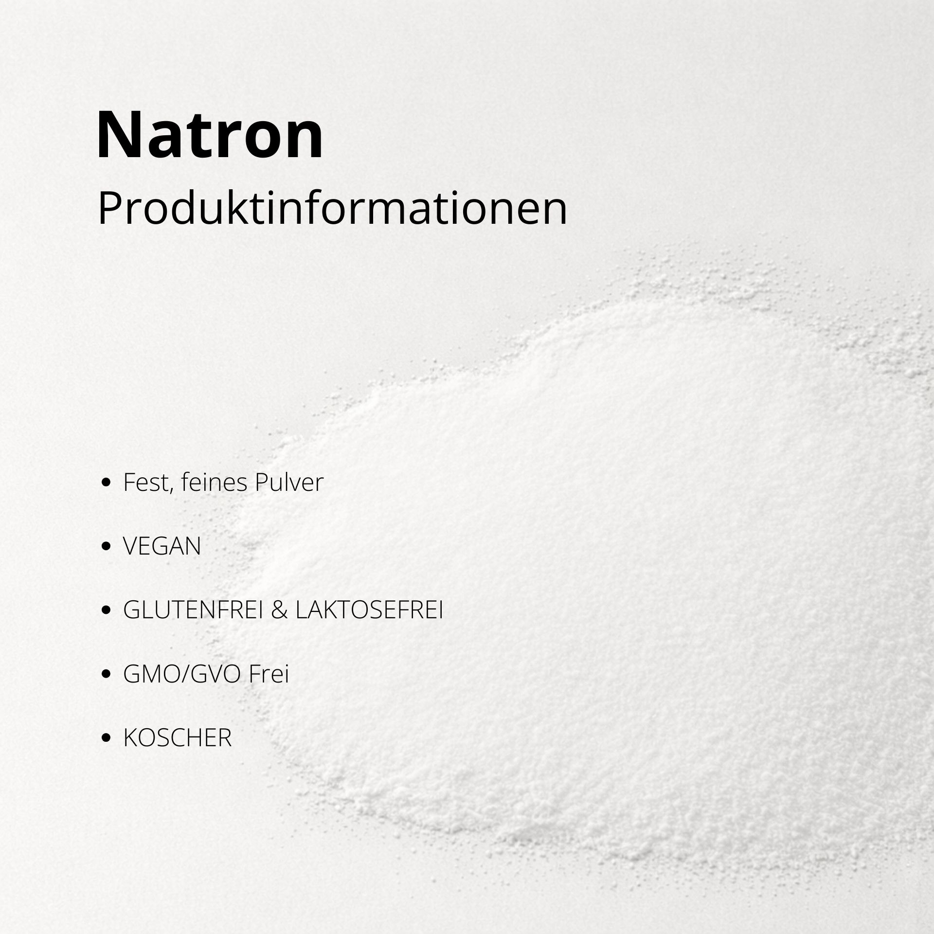 Haufen weisses Natronpulver auf Oberflaeche